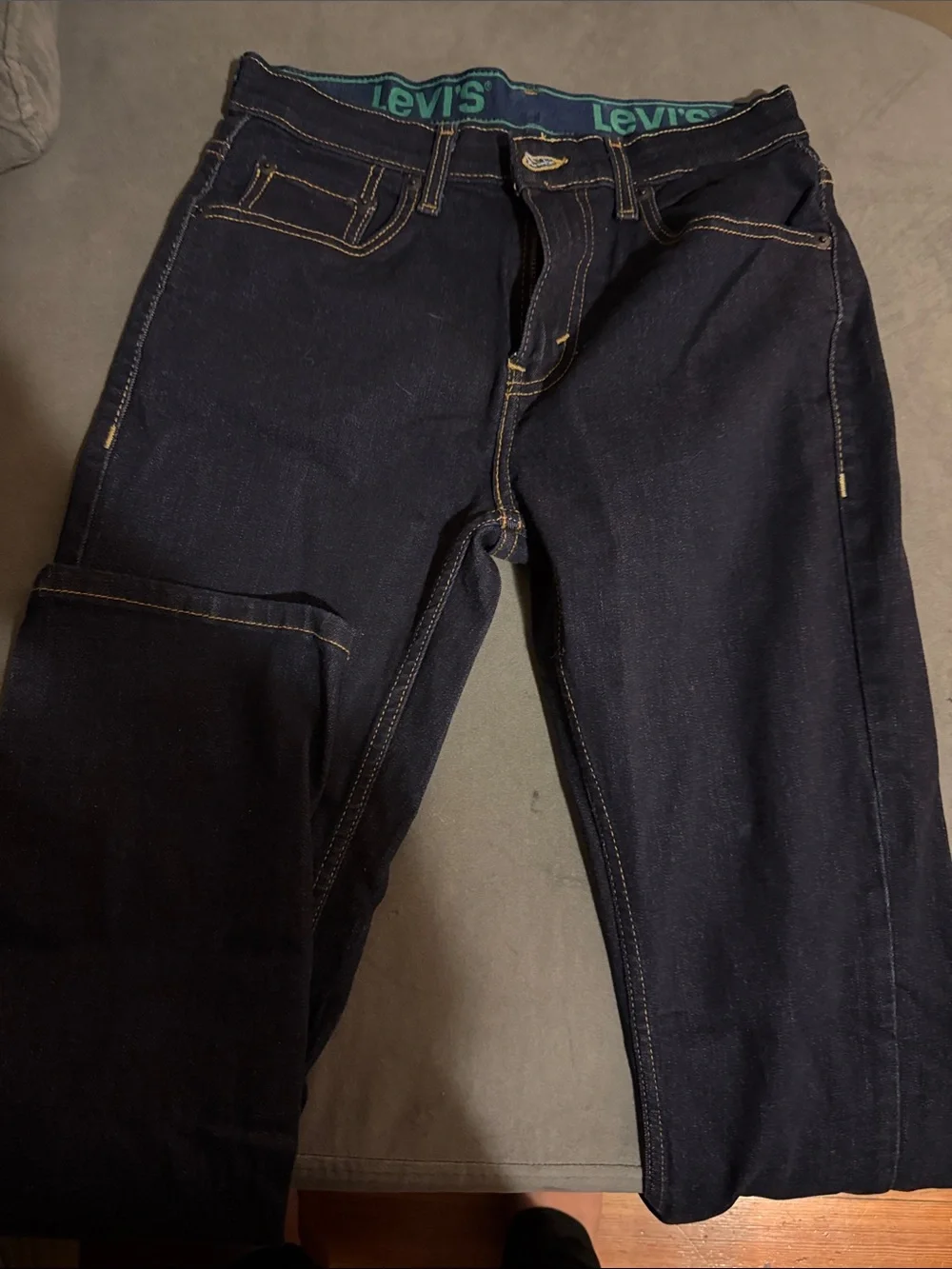 Levi's Men's Dark Navy Straight Jeans with Contrast Stitching